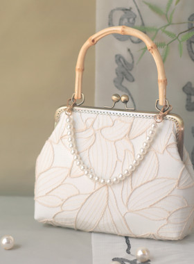 神隐原创新中式立体刺绣文艺风竹节包法式复古旗袍汉服手提女包