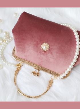 神隐《相思子》丝绒仙气珍珠晚宴复古旗袍汉服口金包手提斜跨女包