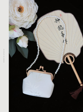 神隐手作原创手工中式竹叶小包复古百搭汉服旗袍珍珠手提包零钱包