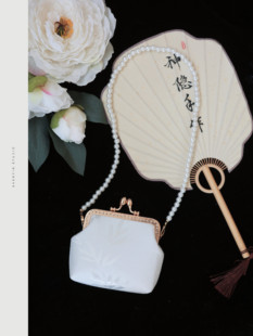 神隐手作原创手工中式竹叶小包复古百搭汉服旗袍珍珠手提包零钱包