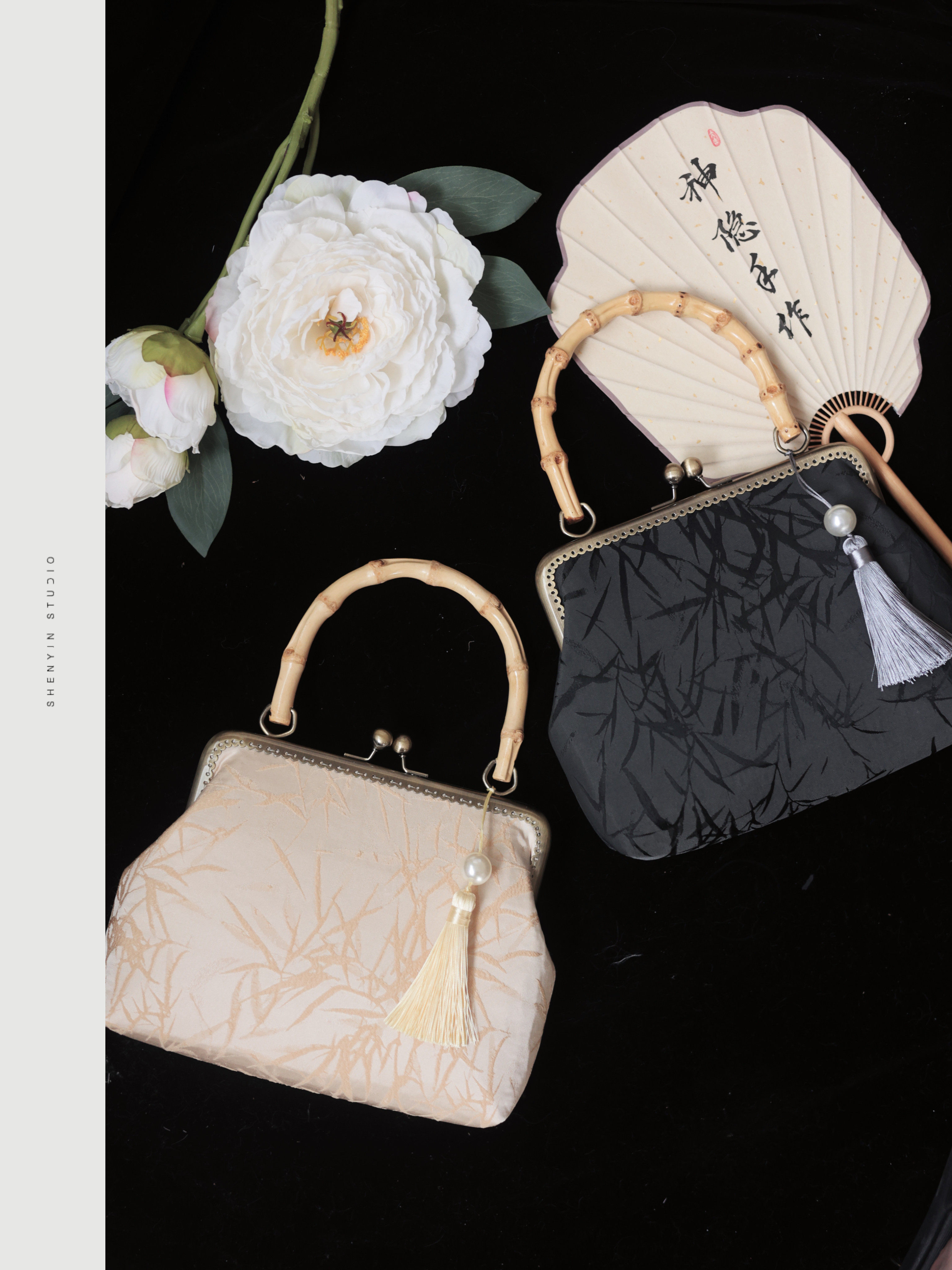 神隐手作新中式竹叶竹节包复古国风百搭汉服旗袍包包复古国风口金