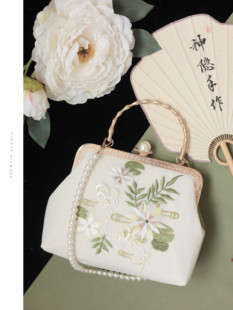 神隐手作原创《青莲》双色国风旗袍包包古风刺绣汉服口金包中式