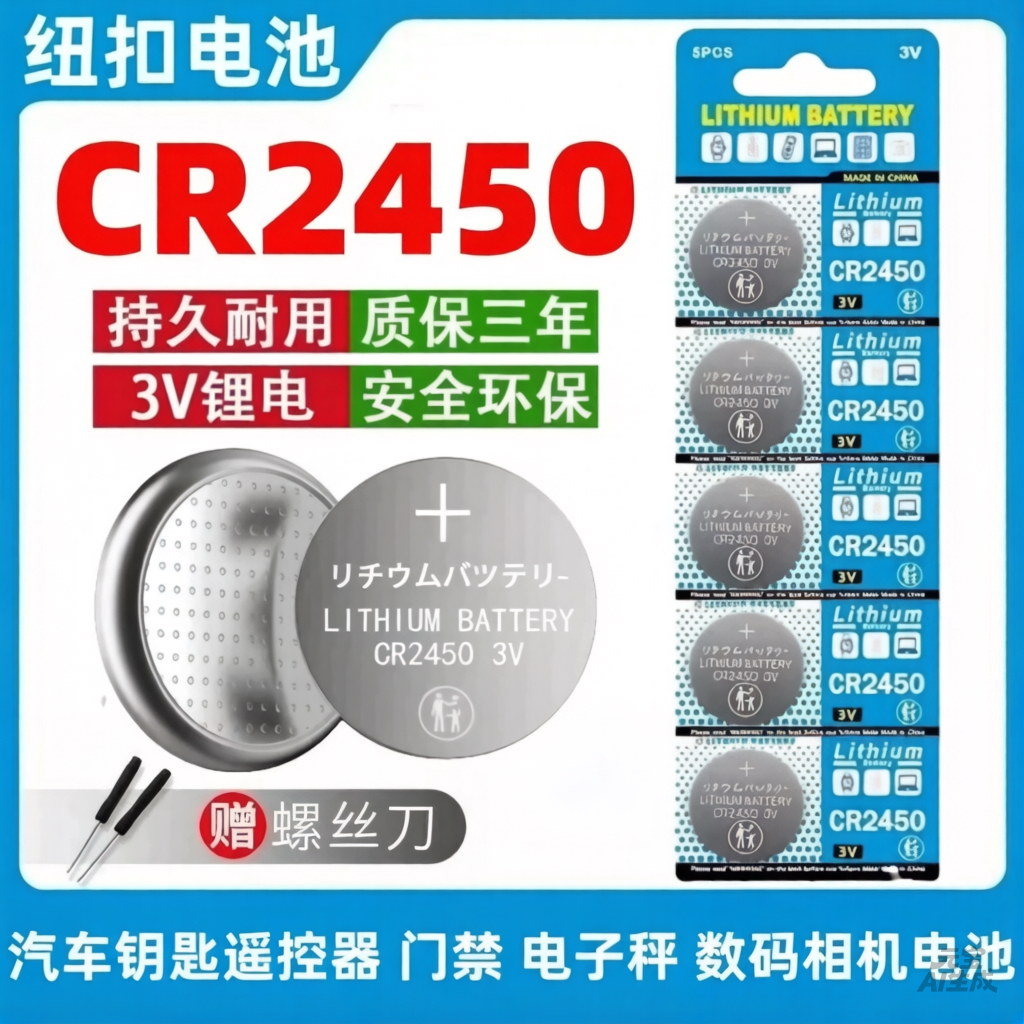 CR2450纽扣电池浴霸智能马桶电动晾衣架驿站灯带蓝牙人体感应宝