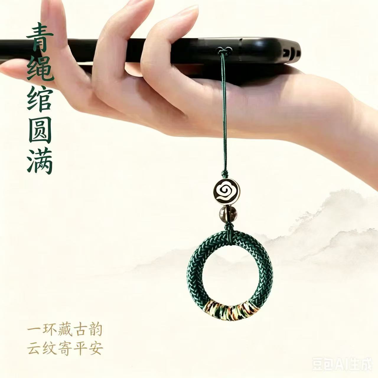 中国风手机链挂绳短款u盘挂件女男编织指环扣钥匙防丢挂饰吊坠绳