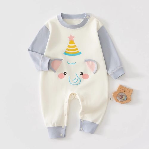 男女宝宝秋季连体衣新生婴儿满月百天纯棉长袖哈衣爬服卡通外出服