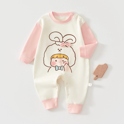 婴儿连体衣春秋季新款新生儿衣服纯棉睡衣男女宝宝早秋卡通外出服