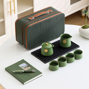 旅行茶具套装 陶瓷粗陶茶具泡茶杯 便携式 户外家用功夫茶具套装