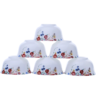 金四方骨质瓷 碗陶瓷碗4.5英寸米饭碗金钟碗6个 创意微波炉碗套装