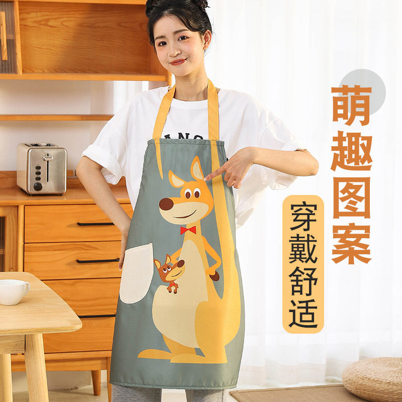 新款围裙女士家居厨房防水防污可擦手背带卡通成人无袖日用品