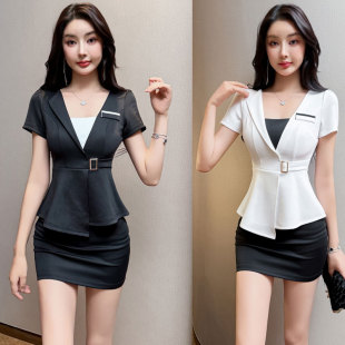 女 假两件套装 酒吧夜店工作制服前台修身 遮肚桑拿馆采耳师气质时尚