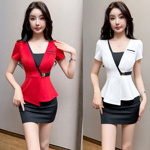 复古短裙春夏季 夜总会娱乐会所上班服时尚 高级感按摩师美容院中式