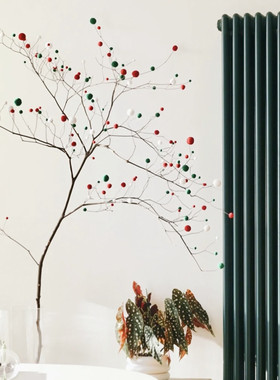 日本吊钟真枝假叶植物仿真绿植造景马醉木仿生装饰干树枝圣诞毛球