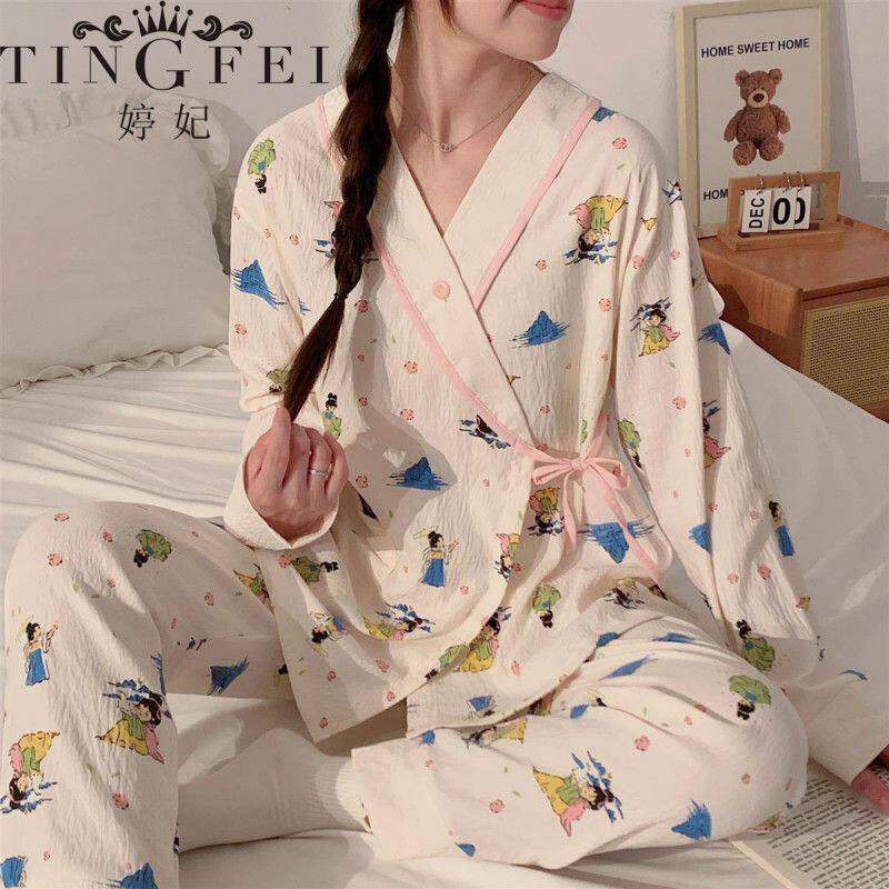 带胸垫月子服产妇4月份坐月子产后哺乳喂奶春夏棉质孕妇睡衣