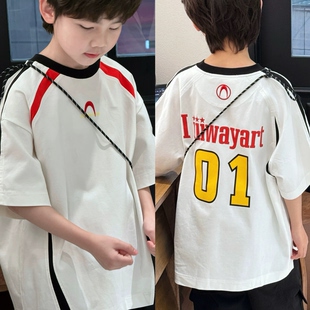 亲子撞色拼色字母短袖 T恤 男女童中大童初中生夏装 波拉韩国童装