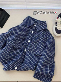 男童女童女孩中大童亲子格子衬衣衬衫 洋气 波拉韩国童装 现货