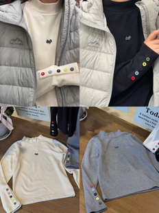 韩国童装 冬女童中大童亲子彩扣双面发热绒修身 打底衣内搭 现货