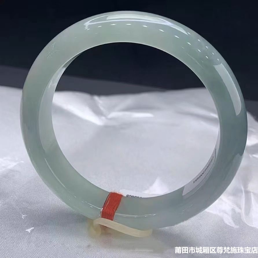 天然缅甸翡翠手镯冰糯种玉手镯浅油青绿飘花玉镯子少女款飘绿