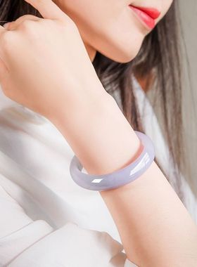 缅甸冰糯种春彩翡翠阳绿紫罗兰半紫半绿淡紫淡绿翡翠手镯送礼