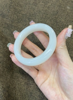 新疆和田玉白玉手镯女款宽版扁条玉石夏玉真玉羊脂玉青玉贵妃