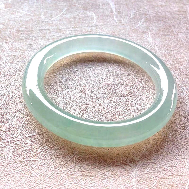 天然A货老坑缅甸翡翠手镯紫罗兰阳绿冰种飘花贵妃圆条玉镯子女款