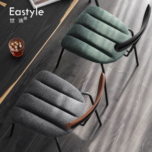 北欧意式 软包餐椅现代简约FINE铁艺表情家用餐桌椅子轻奢凳子靠背