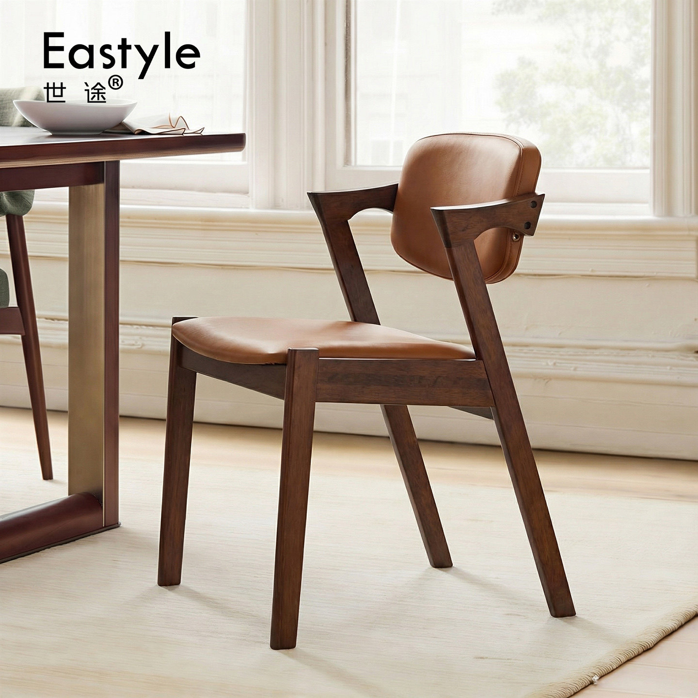 北欧简约现代实木餐椅Z字椅日式布艺带软靠背椅电脑咖啡休闲椅子