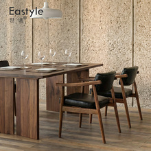 北欧实木总统椅胡桃木色餐椅日式书桌椅扶手舒适复古书房软包椅子