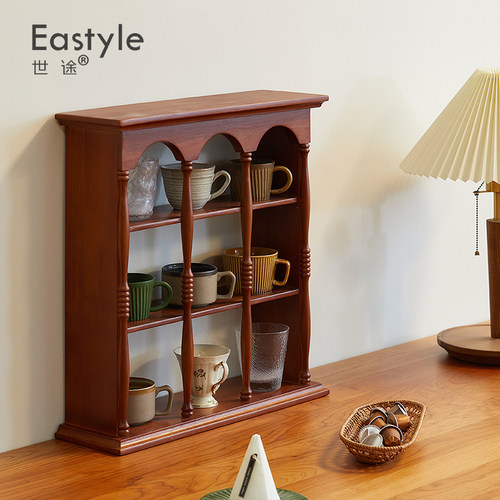 法式中古实木置物杯架