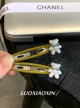 罗小辛橄榄绿小熊甜美刘海夹