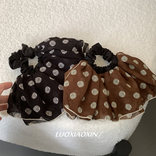 韩国polkaDot波点雪纺裙摆发圈女