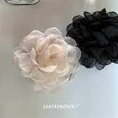 caro同款 韩国玫瑰花朵纱纱后脑勺盘发抓夹鲨鱼夹发饰女