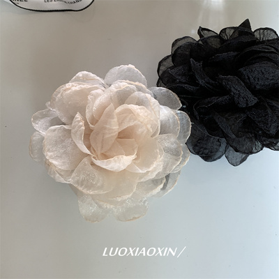 韩国玫瑰花朵纱纱后脑勺盘发抓夹