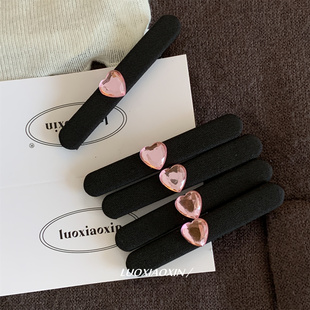 罗小辛/中分刘海夹 韩系粉色爱心简约小众原创发夹对夹发饰头饰女