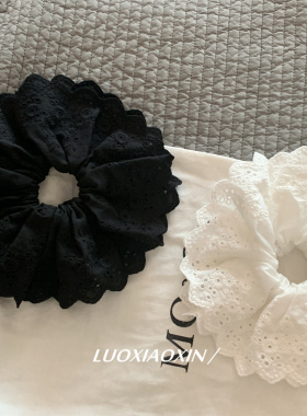 罗小辛/法式大号黑色白色蕾丝花边复古大肠发圈发绳发饰博主头绳
