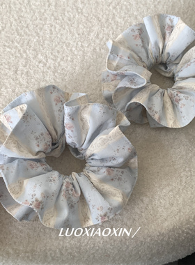 罗小辛/莫奈花园~韩系ins温柔风蓝色田园碎花大肠圈头绳大肠发圈