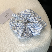 罗小辛 miu系芭蕾风韩国清新简约蓝白条纹大肠发圈马尾头绳女