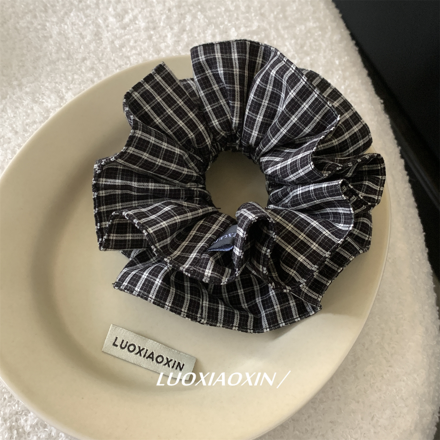 实物更美呀~日常纯棉格子大肠圈