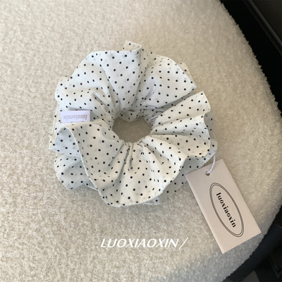 白色波点韩系ins双层大肠发圈棉