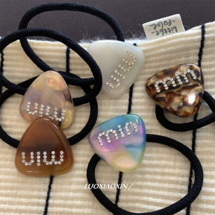 罗小辛 miu系韩国醋酸爱心发圈高级感水钻头绳皮筋发饰头饰发绳女