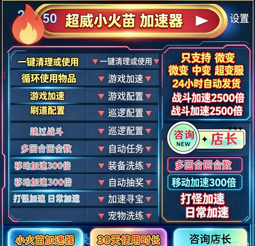 超微小火苗 我的精灵 az助手 游戏加速 自动打怪天卡周卡月卡批发