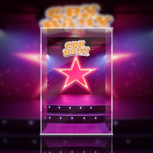 POPMART泡泡玛特 crybaby哭娃 shiny shiny 黑 潮玩公仔展示盒