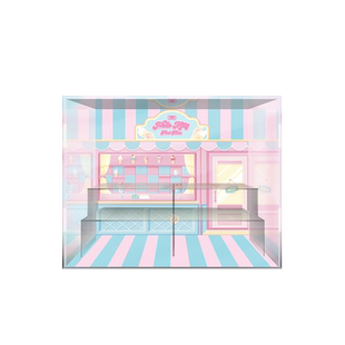 泡泡玛特hello kitty盲盒美食小镇系列 手办公仔收纳展示架展示盒