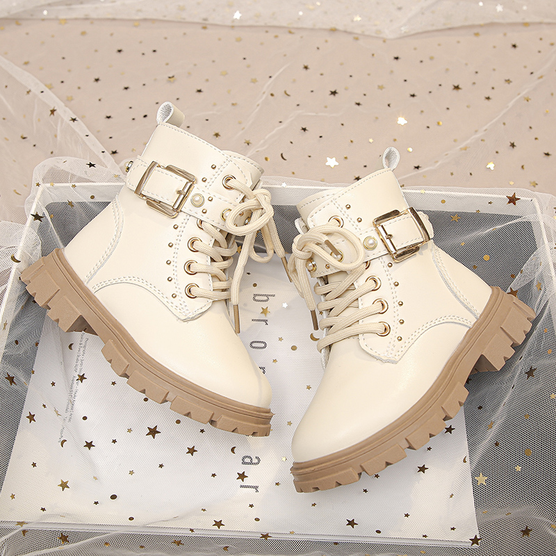 韩版洋气女童马丁靴公主珍珠短靴