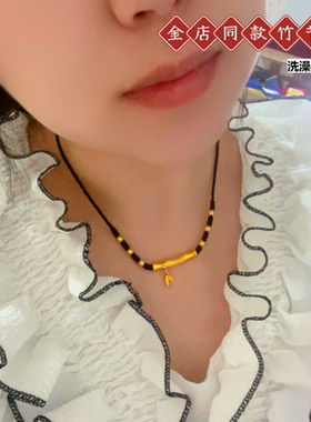 金店同款越南沙金镀金竹子弯管黄合金项链百搭遮疤项链久不掉色
