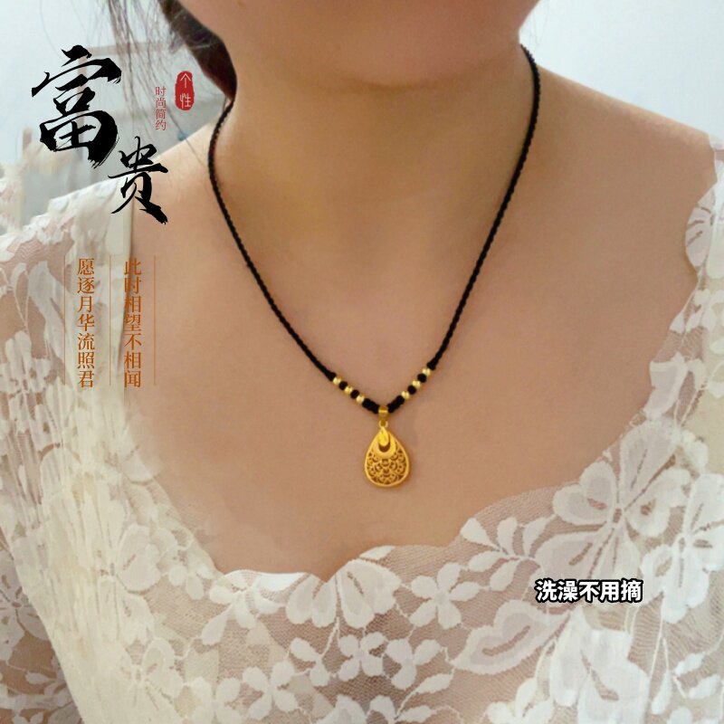 越南沙金女项链富贵吊坠镂空