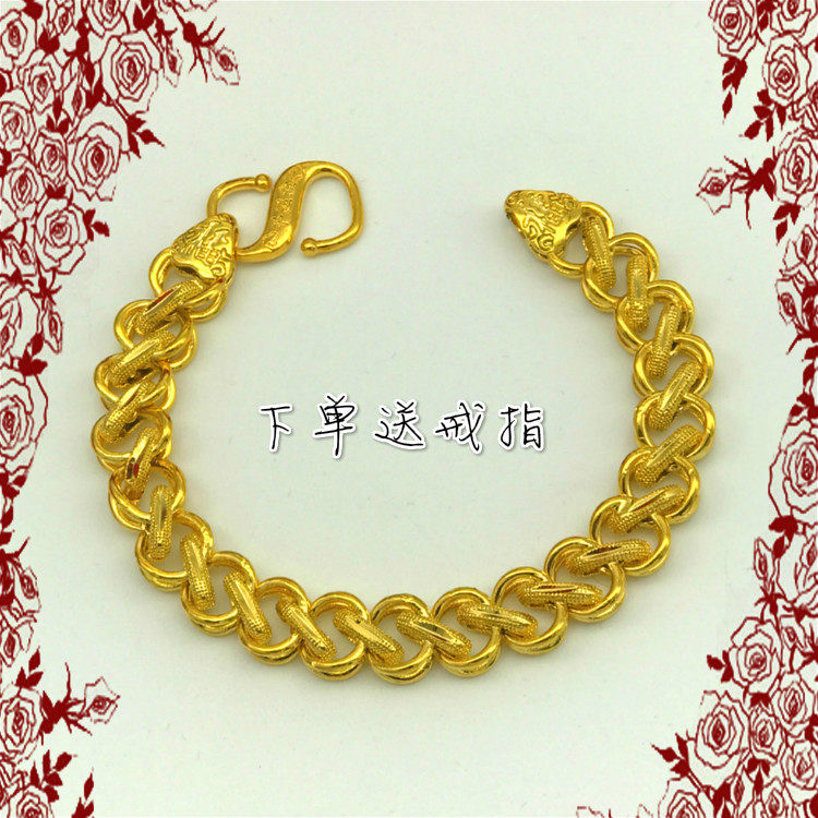 久不掉色越南沙金手链泰链麻花老板链铜合金镀金男女结婚手首饰