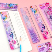 一正小马宝莉流沙尺YZ7778女孩适用卡通创意款 透明20CM波浪线直尺