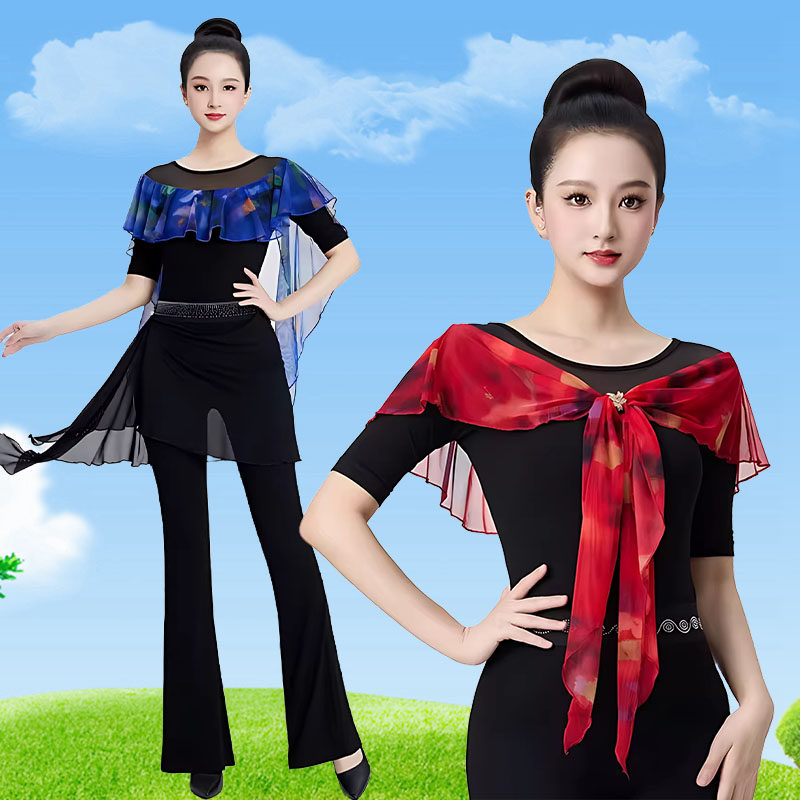 拉丁舞新款练功服女圆领形体套装