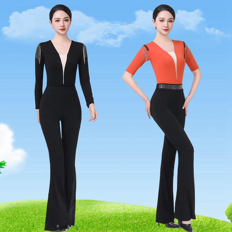 新款形体训练舞蹈服礼仪培训套装女模特走秀优雅仪态练功连体上衣