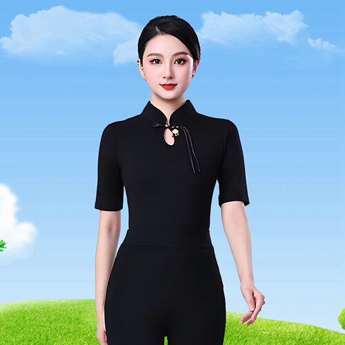 女中式盘扣旗袍领中袖古典舞上衣